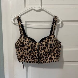 Victoria's Secret Leopard Print Longline Sports Bra - Black & Tan